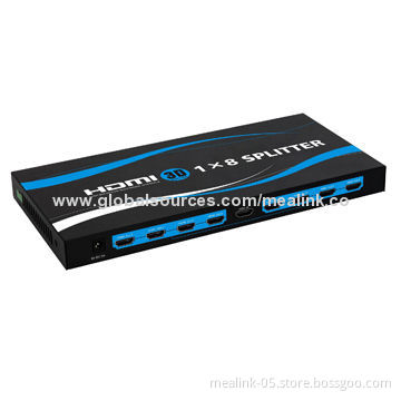 8 Ports HDMI Splitter, Supports Deep Color 30 to 36 Bits, Suitable for Conference Room Presentation